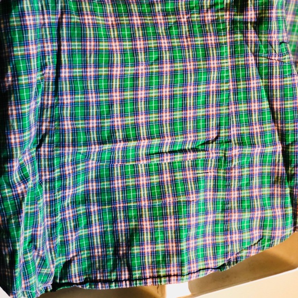 J Crew Gr/Bl plaid ruffle front buttondown size sm - Picture 7 of 8